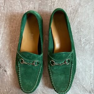 Gucci Suede Leather Horsebit Trim Loafers 39 1/2